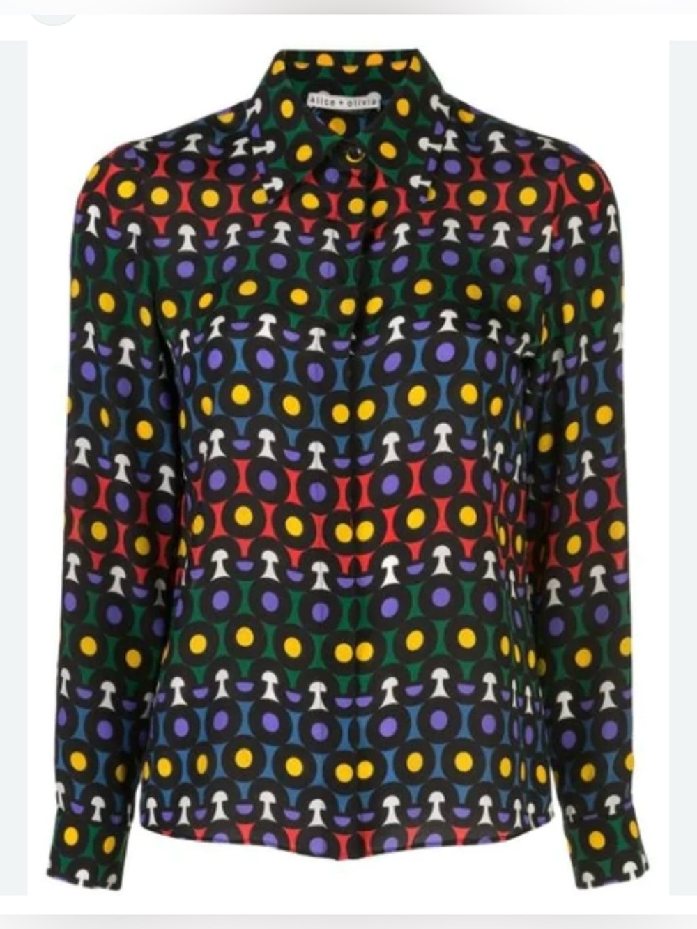 Alice + Olivia Willa Silk Collar Button-Down Blouse